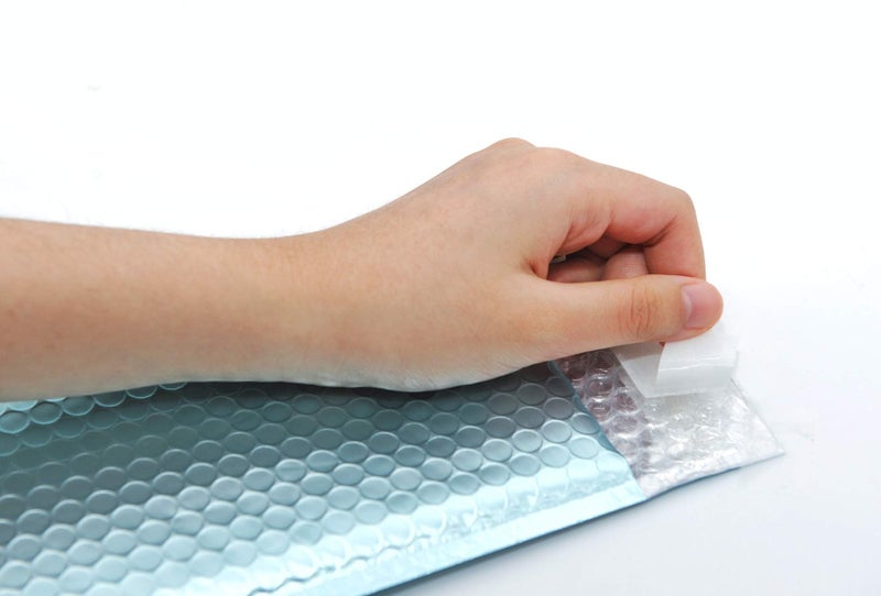 ProLine Packaging ProLine Matte Metallic Ice Blue Bubble Padded Mailers 4x8 Inch Self Seal Padded Envelopes (10) - Image 3